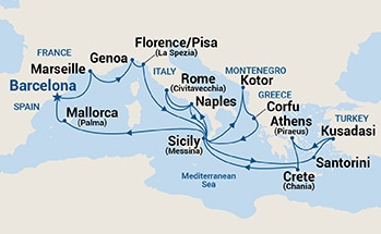 21-Day The Best of the Mediterranean Itinerary Map