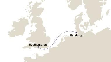 Hamburg to Southampton Itinerary Map